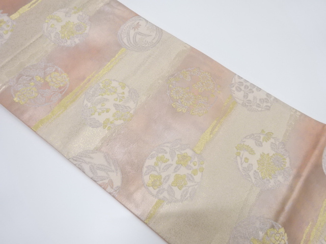 JAPANESE FUKURO OBI / WOVEN FLOWER ROUNDEL